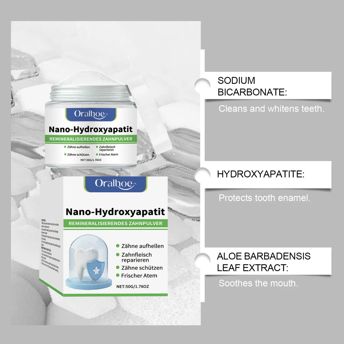 Poudre Blanchissante à l’Hydroxyapatite | Soin Dentaire Professionnel | Élimine les Taches | Haleine Fraîche