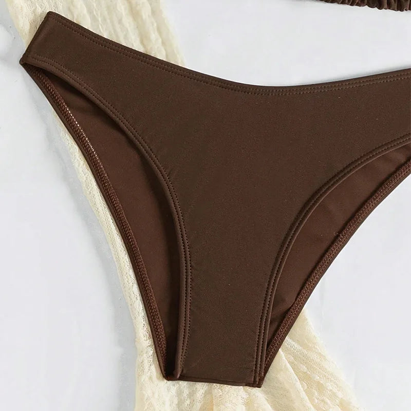 Maillot de Bain Femme 4 Pièces | Bikini Brésilien | Cover-Up Manches Longues | Uni | Plage & Soirée | Été 2026
