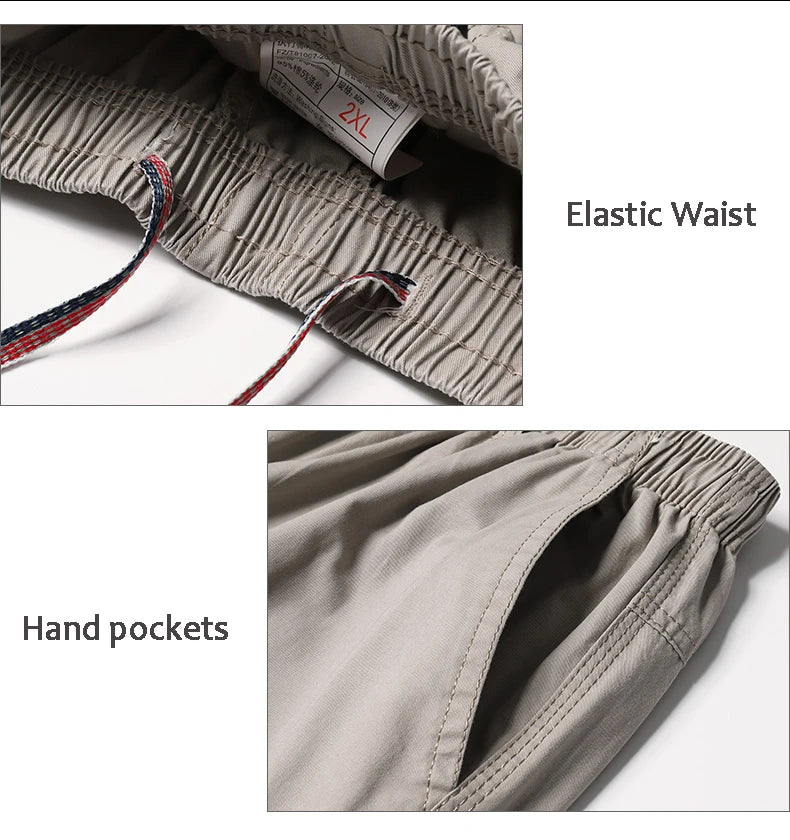 Pantalon cargo ample en coton pour homme | Taille élastique