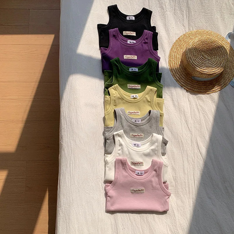 Fashion Children T-shirt For Girls Boys Cotton Vest Tops Kids Summer Clothes Sleeveless T-shirt