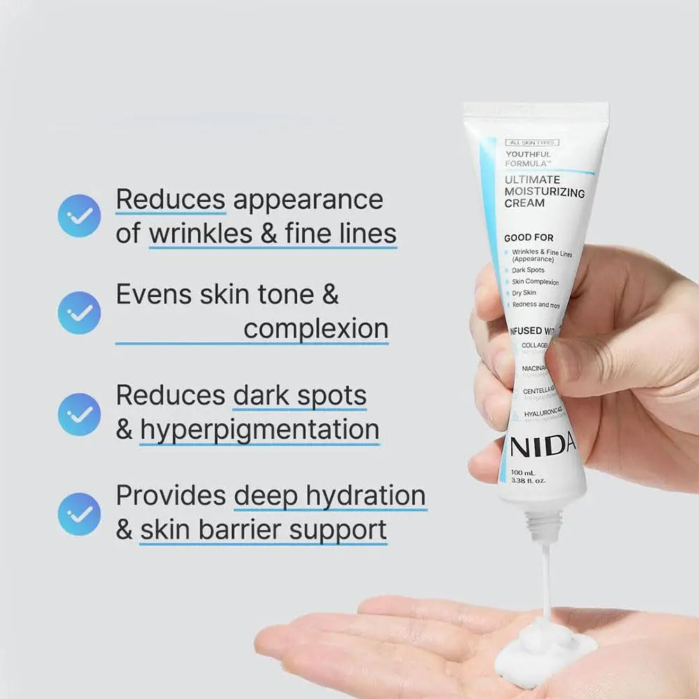 NIDA Moisturizing Cream Multi-Action Rejuvenating Face Cream Repairs Damage Ultimate Cream For All Skin Types Korean Skin Care