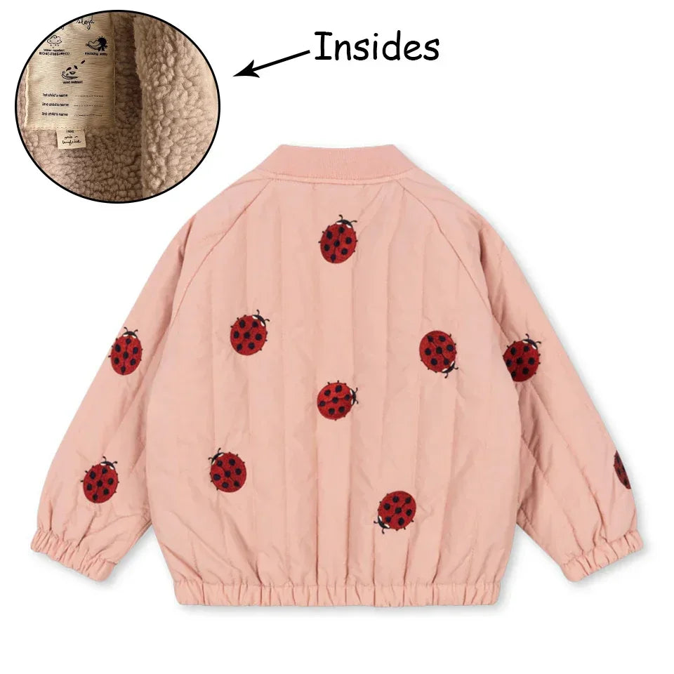 Manteau Polaire Paillettes Fille | Laine d'Agneau | Broderie Garçon | Vêtement Enfant Hiver