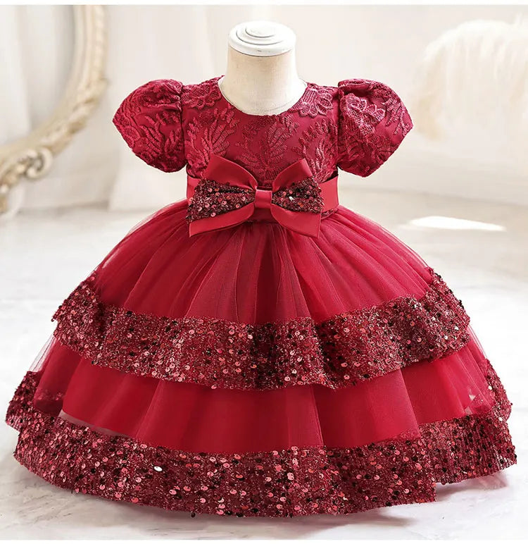 Fashion Bow Girls Party Dresses Cotton Short Sleeve Children Clothing Bridesmaid Dresses Summer Kids Dresses for Girls 1-6 Years