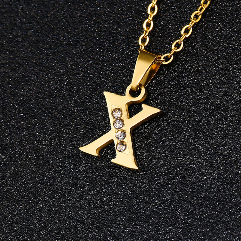 Initial A-Z Letter Name Pendant Necklace Gold Color Stainless Steel Small Alphabet Necklace For Women Jewelry Birthday Gift