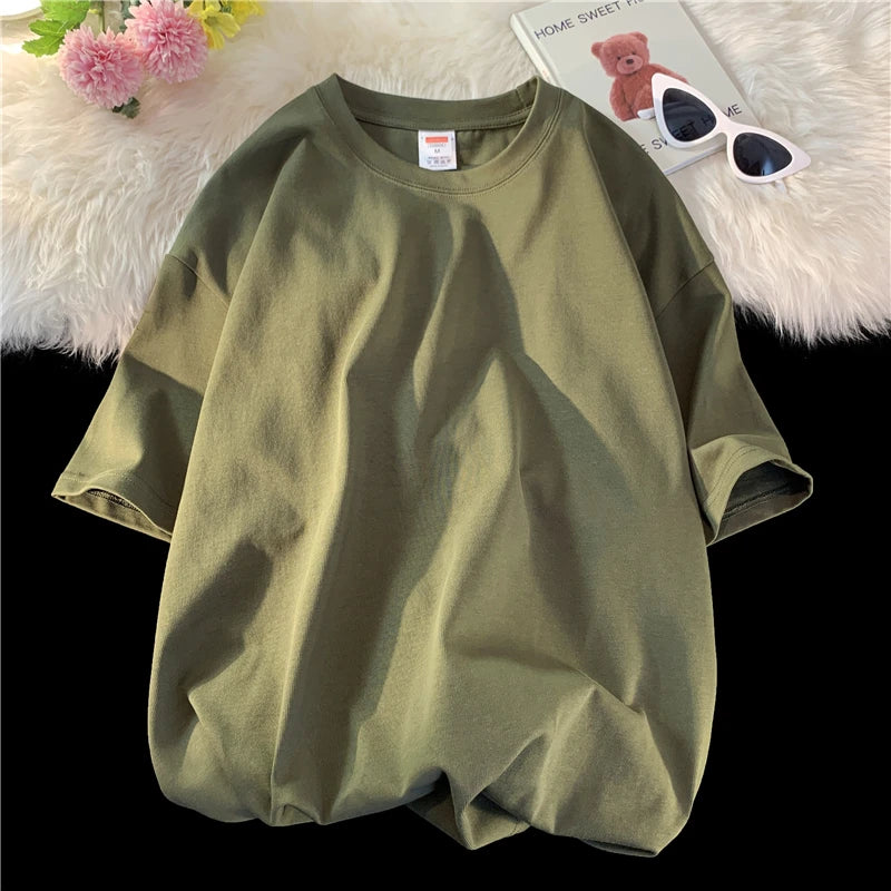 T-shirt ample uni en coton pour homme | Manches courtes | S à 5XL