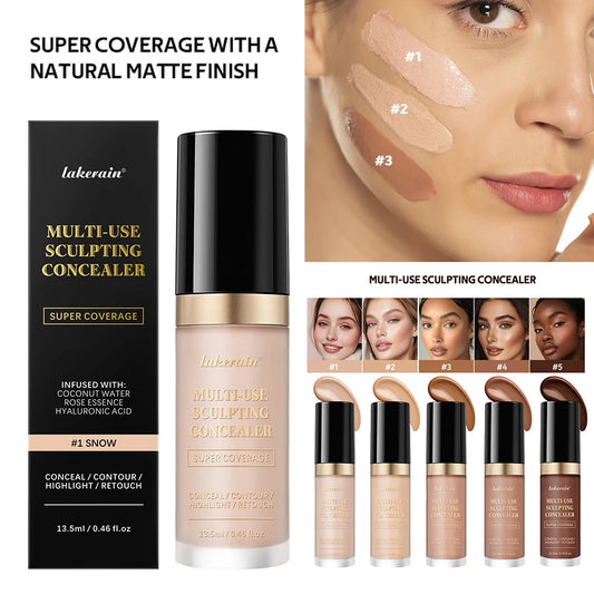 Fond de Teint Correcteur Couvrance Longue Tenue | Mat Multifonction | Sans Huile | Highlighter & Retouche | Femme
