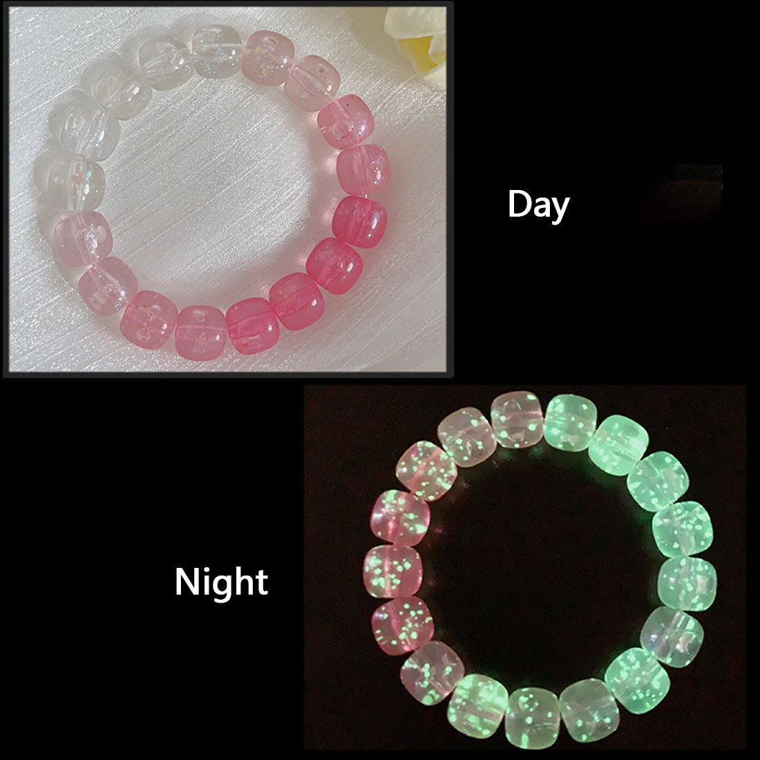 Bracelet Lumineux Pierre Naturelle | Fluorescent Lueur Nuit | Bijou Couple Femme & Homme
