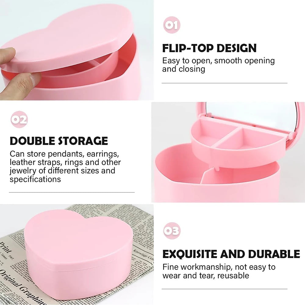 Boîte Rangement Accessoires Cheveux avec Miroir | Pinces Barrettes Élastiques Fille | Étui Voyage Portable