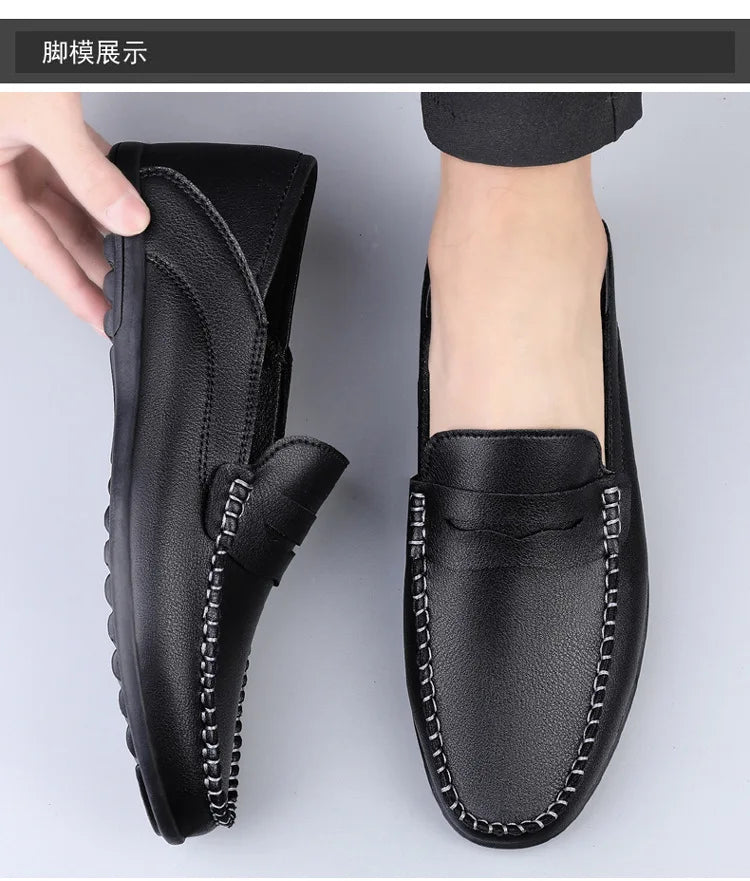 Mocassins Homme Mariage | Cuir Fendu Blanc | Chaussures Conduite Légères | Slip-On Casual Élégant 2026