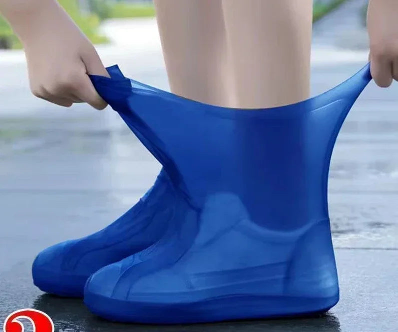 1 Pair Silicone Waterproof Shoe Covers Slip-resistant Rubber Rain Boot Rain Gear Overshoes Accessories for Outdoor Rainy Day