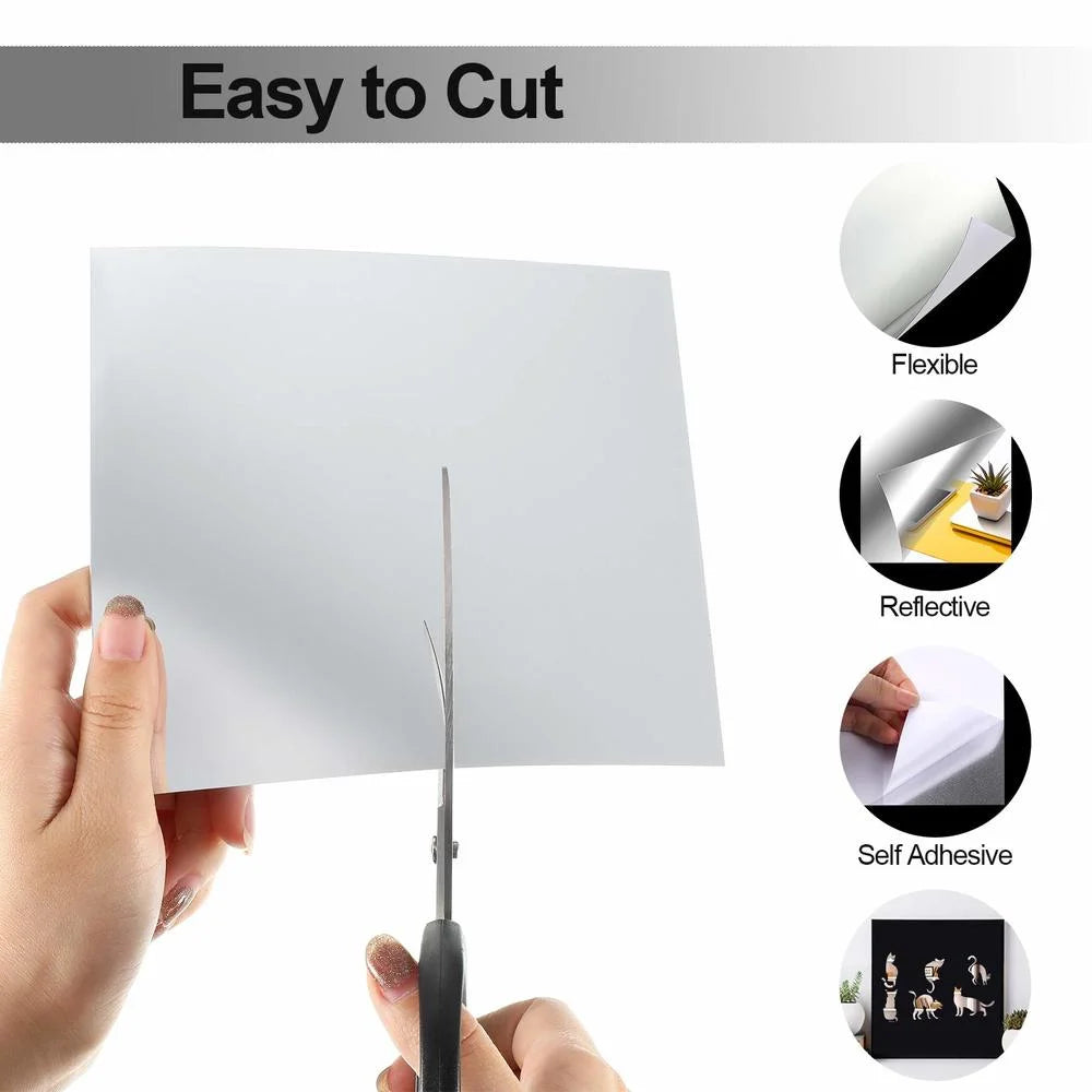 5/12Pcs Mirror Wall Sticker 15CM Self-Adhesive Decal DIY Mirror Stickers 3D Wall Decal for Home Living Room Bedroom Decor