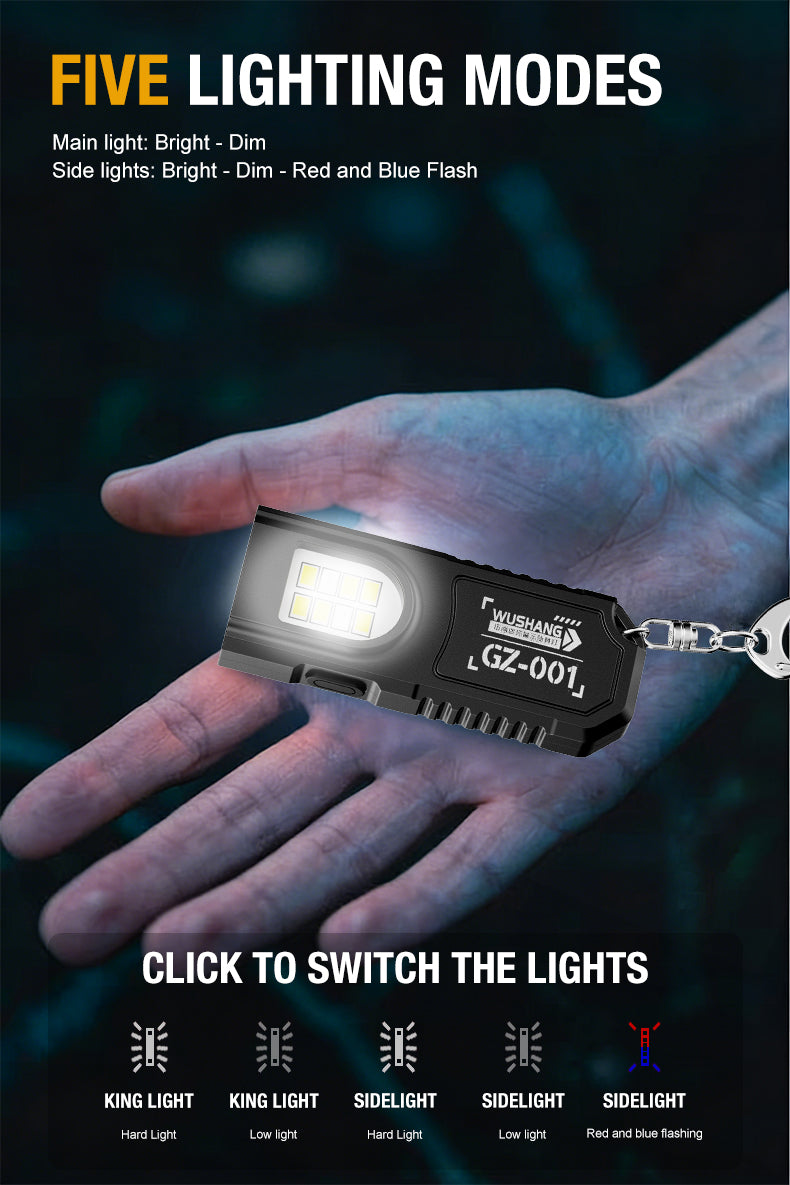 Lampe Torche Porte-Clés LED COB Rechargeable USB | Clip Stylo & Base Magnétique | Mini Lanterne Outdoor