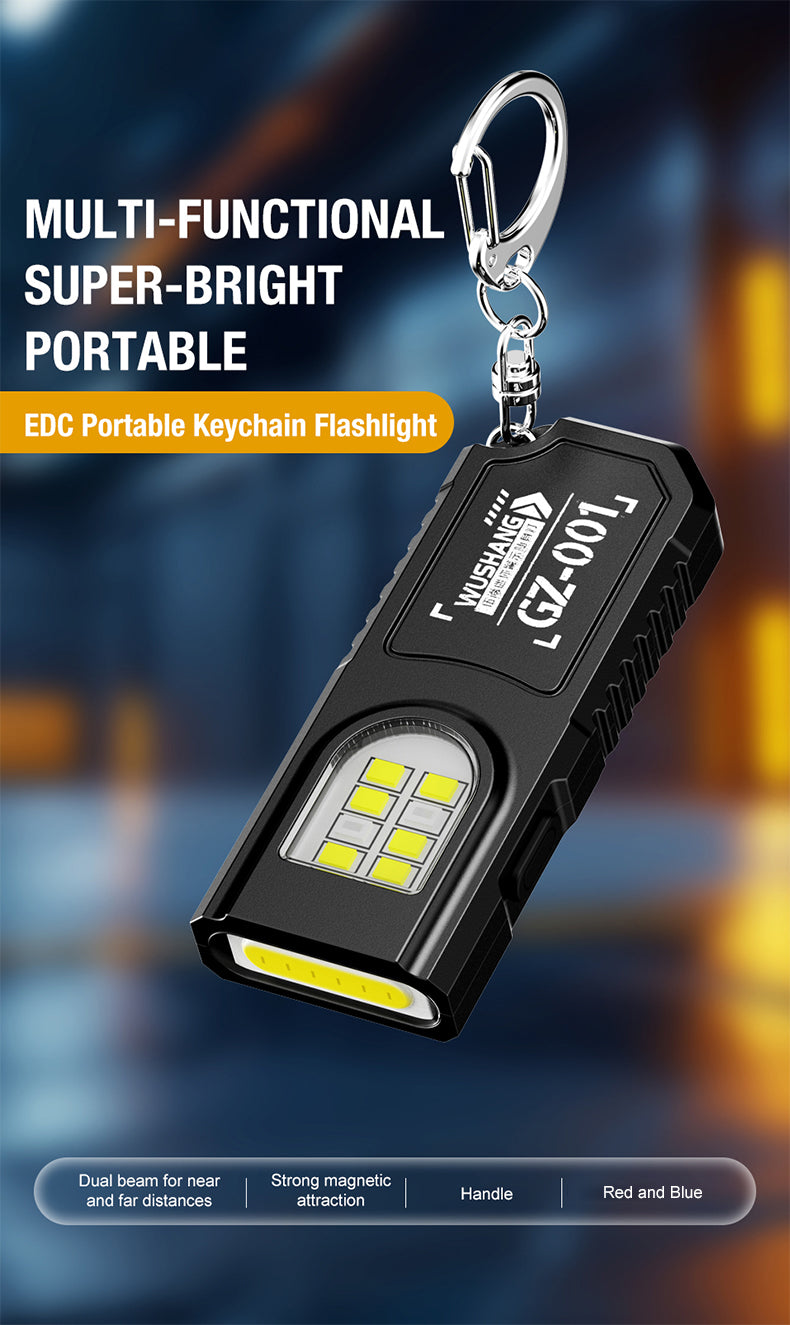 Lampe Torche Porte-Clés LED COB Rechargeable USB | Clip Stylo & Base Magnétique | Mini Lanterne Outdoor