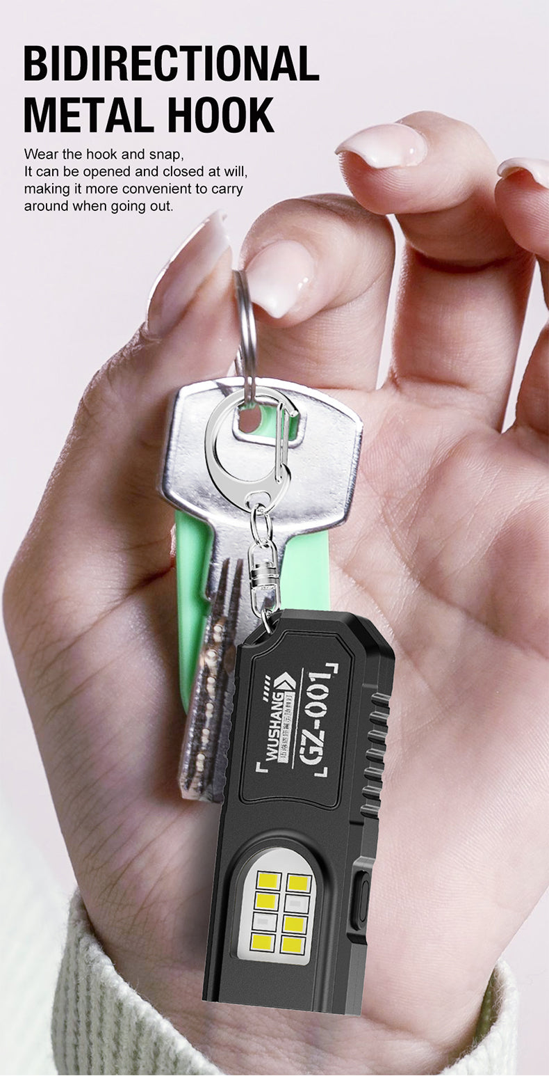 Lampe Torche Porte-Clés LED COB Rechargeable USB | Clip Stylo & Base Magnétique | Mini Lanterne Outdoor