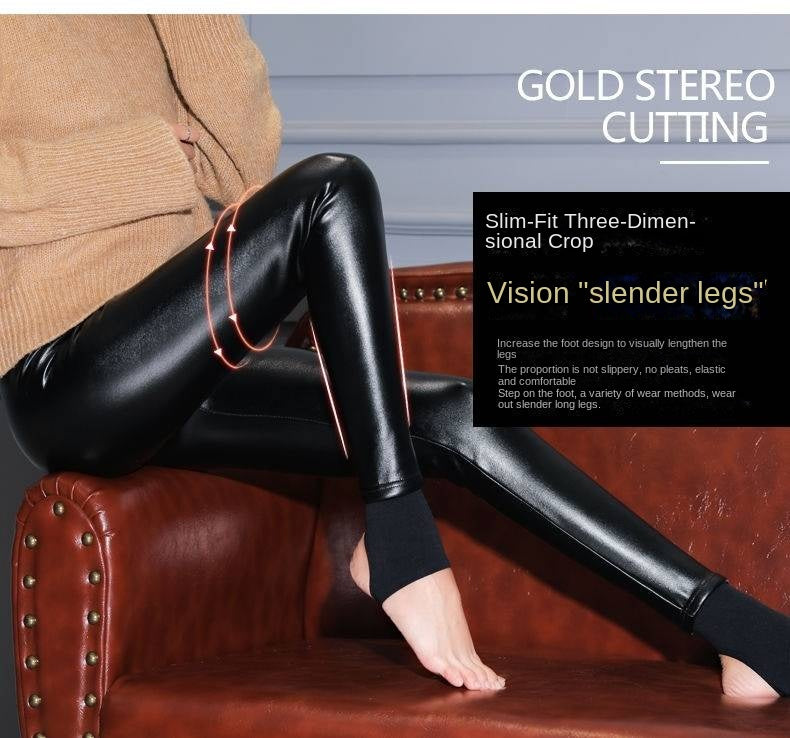 Legging Hiver Épais Velours Laine 700g Femme | Agneau Cachemire | Faux Cuir Chaud | Jegging